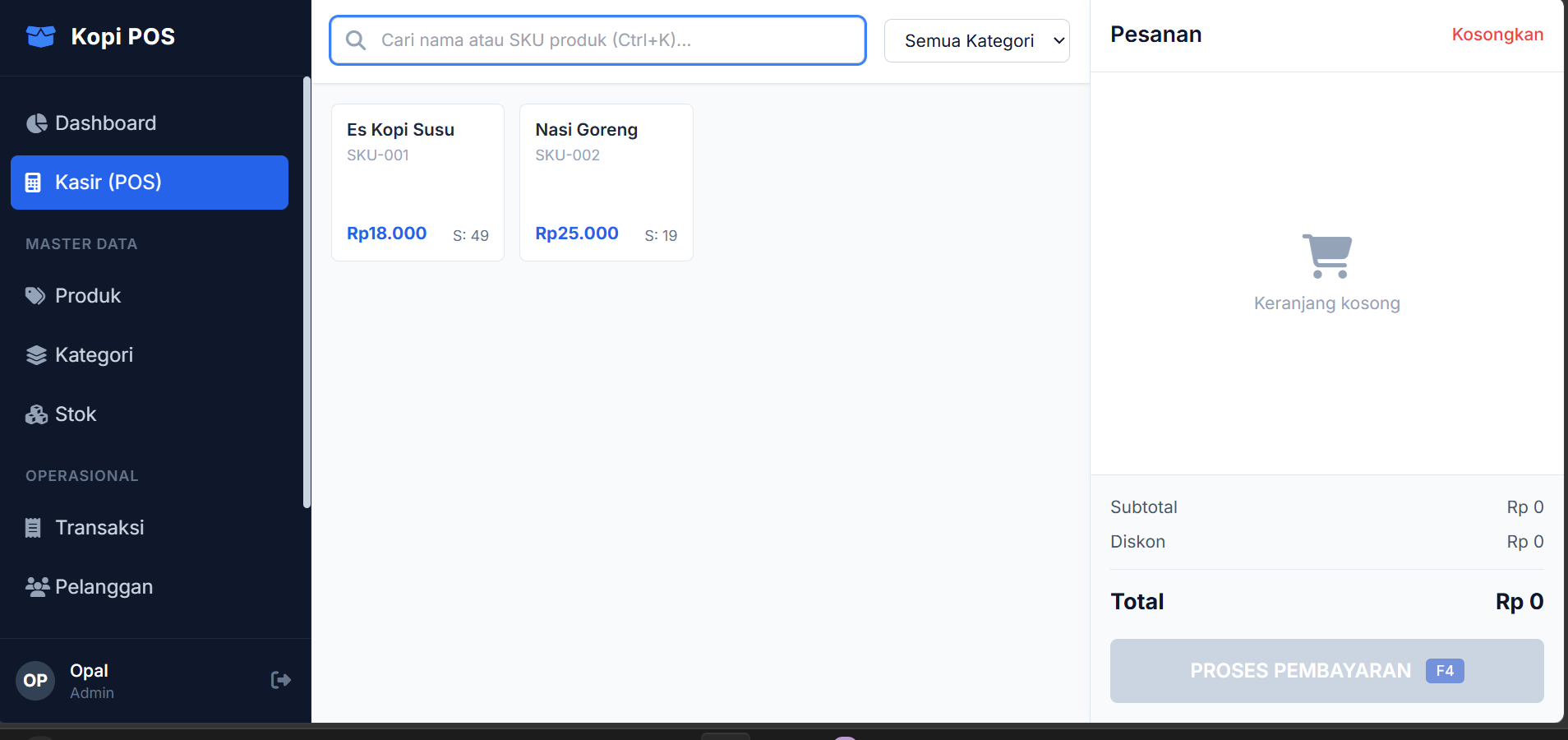 Tampilan Sistem Kasir POS Berbasis Web - MNS Studio Group