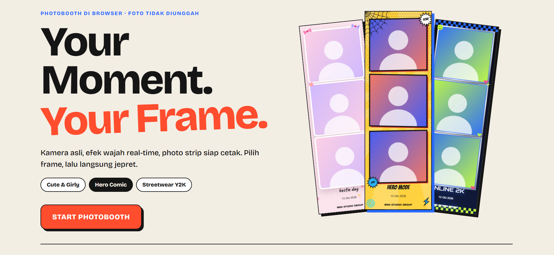 Tampilan Aplikasi Photobooth Interaktif Berbasis Web - MNS Studio Group